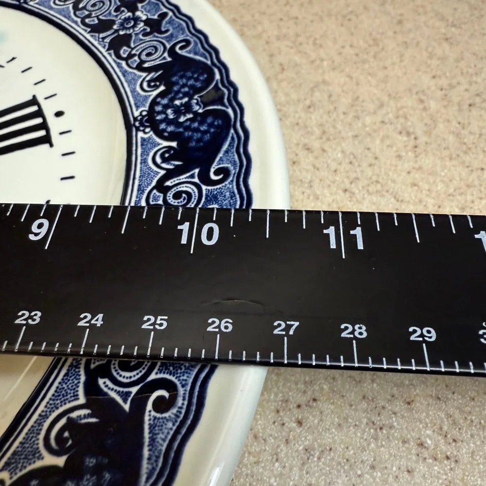 Vintage Boch Delft Blue White Windmill‎ Ceramic Plate Wall Clock Belgium WORKS